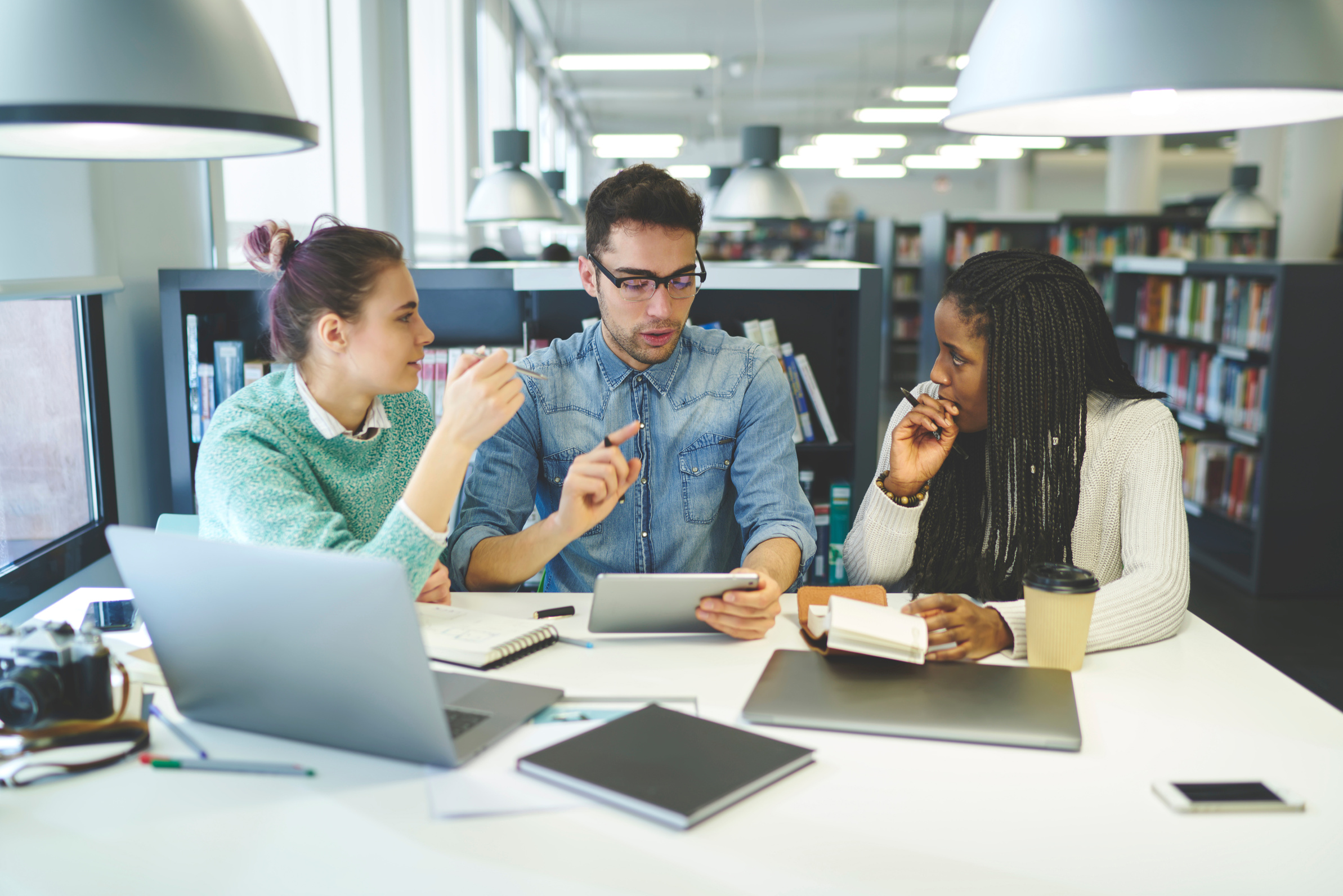 Group of skilled business colleagues having